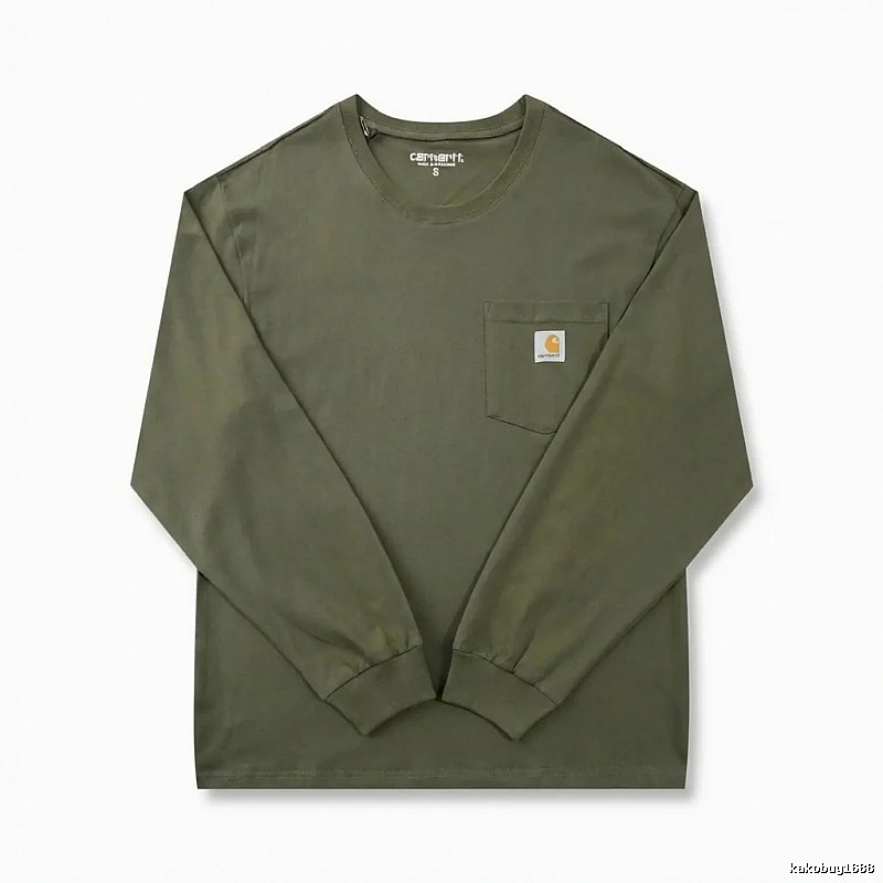 Carhartt workwear style olive green long-sleeve