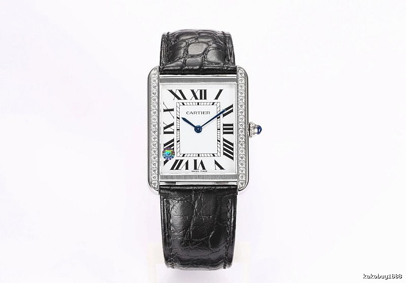 Cartier Tank-Style Dress Watch Travel Edit in Silver And Black