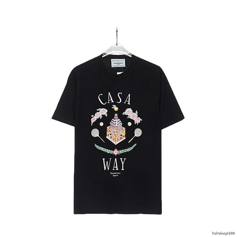 Casablanca Print Retro Style Black T-shirt