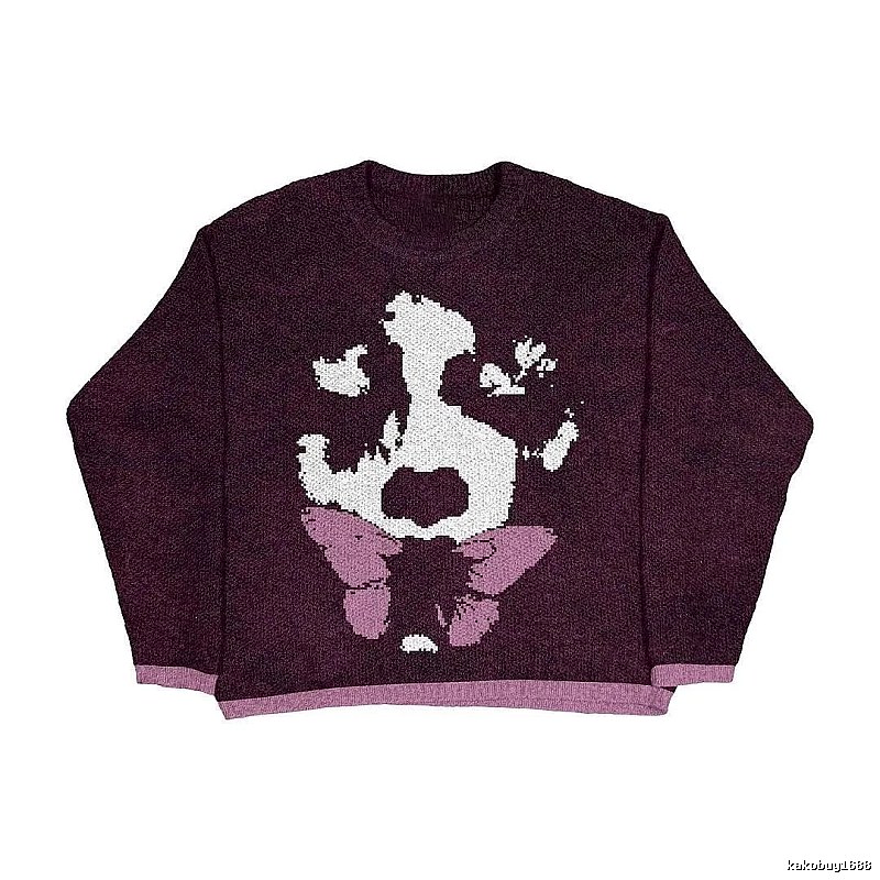 Casual Anime graphic sweater Black Knit Top for Streetwear Looks