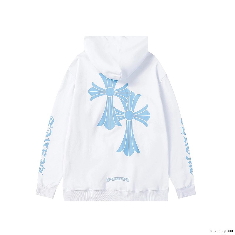 Chrome Hearts Casual Cross graphic hoodie Black Blue Cross for Streetwear Looks