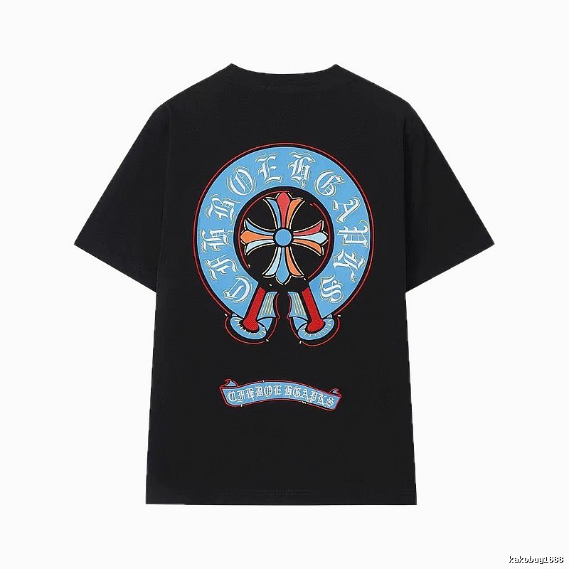 Chrome Hearts Colorful Cross Trendy Cool Style Black Short-sleeve T-shirt