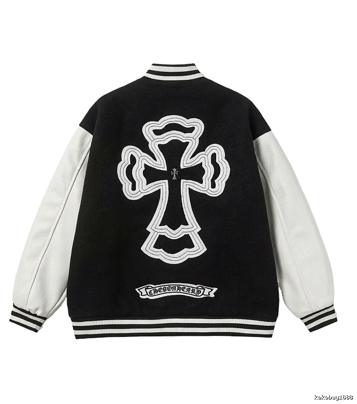 Chrome Hearts Cross Black and White Baseball Jacket