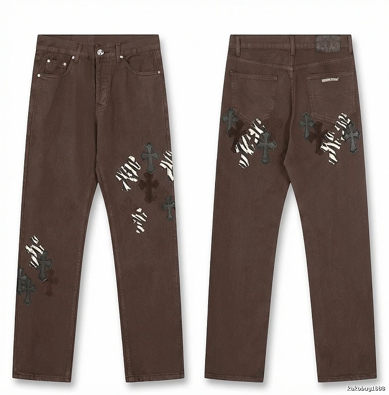 Chrome Hearts Cross Dark Style Brown Pants