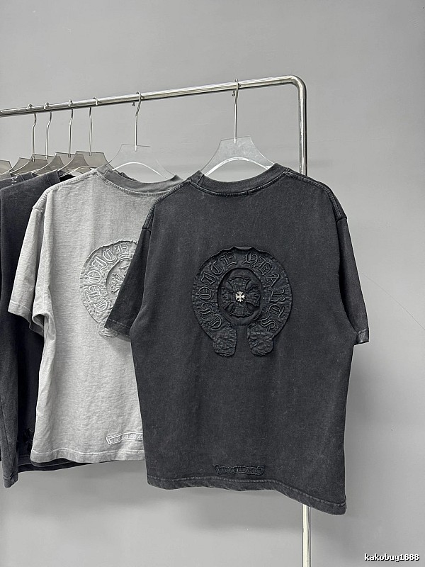 Chrome Hearts Cross-Embroidered Vintage Style Black T-Shirt