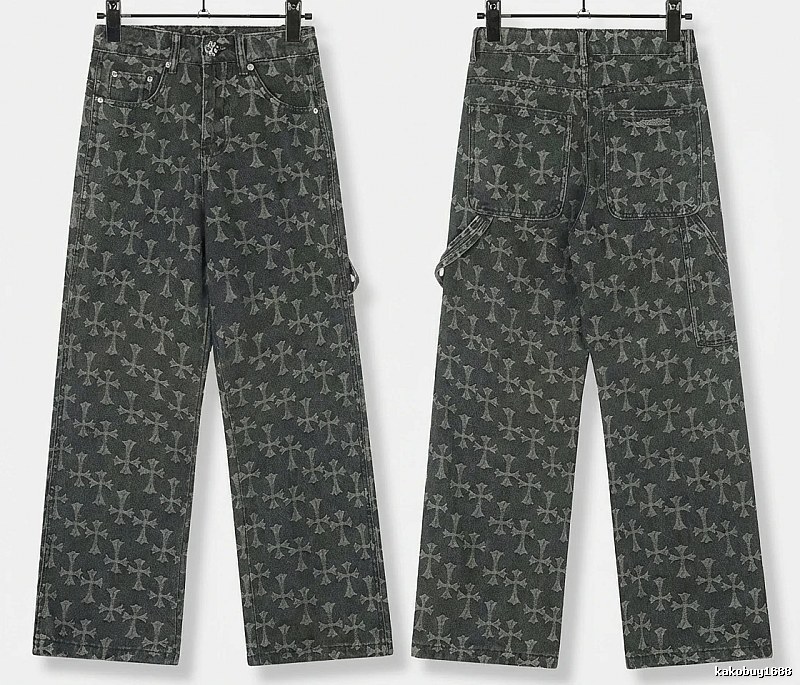 Chrome Hearts cross print black jeans