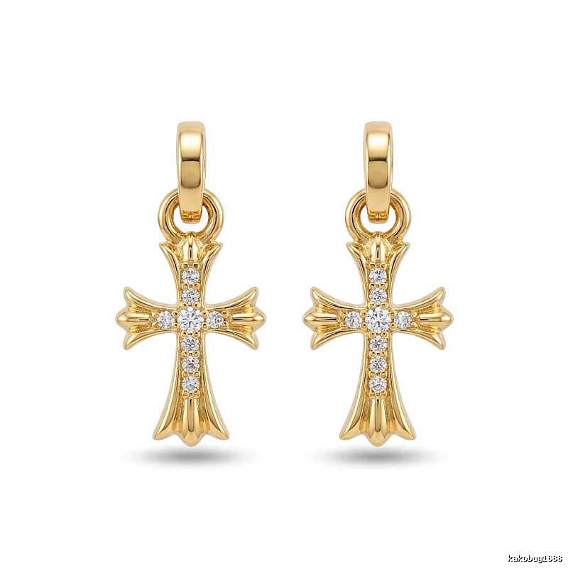 Chrome Hearts Cross Trendy and Cool Style Gold Earrings