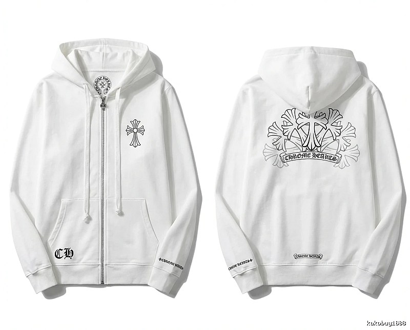 Chrome Hearts Cross Trendy and Cool Style White Sweatshirt