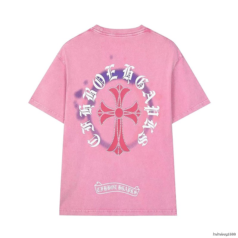 Chrome Hearts Cross Vintage Style Pink T-Shirt