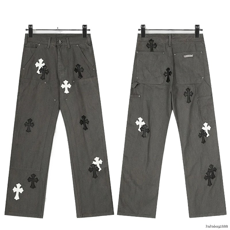Chrome Hearts Cross Workwear Style Grey Pants