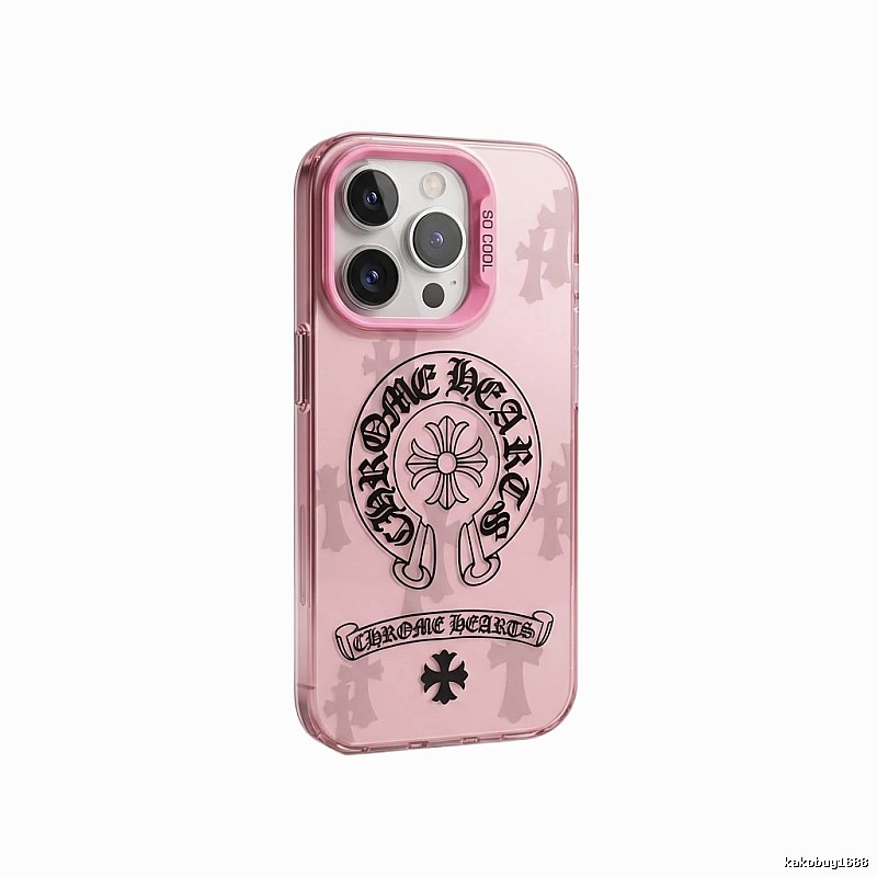 Chrome Hearts dark style pink iPhone case