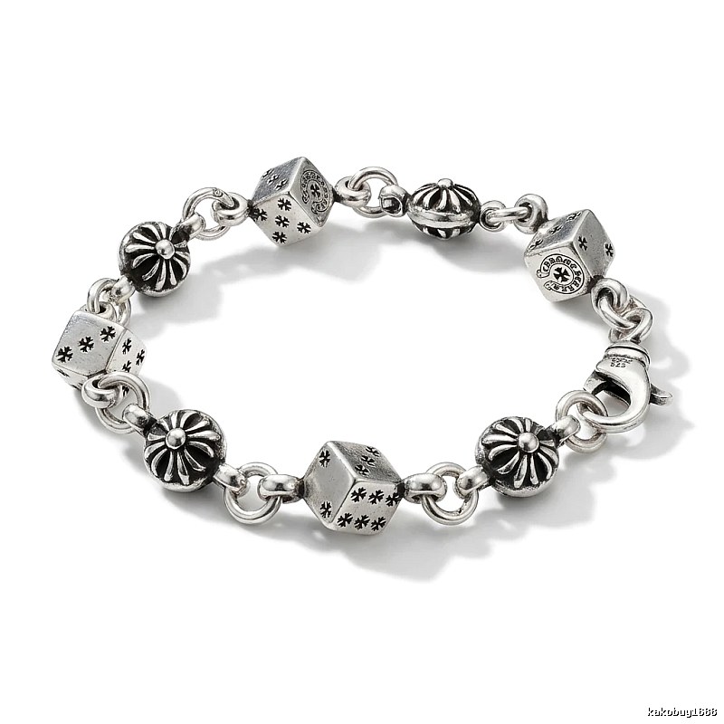 Chrome Hearts Dice Retro Style Silver Bracelet