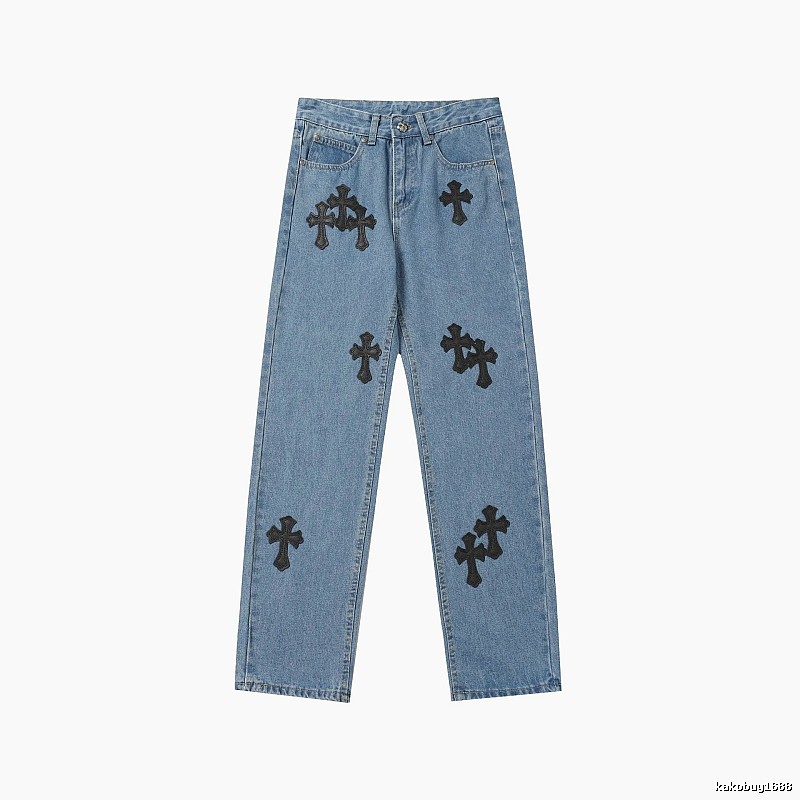 Chrome Hearts Easy Match Graphic jeans Light Denim Jeans for Leisure Wear