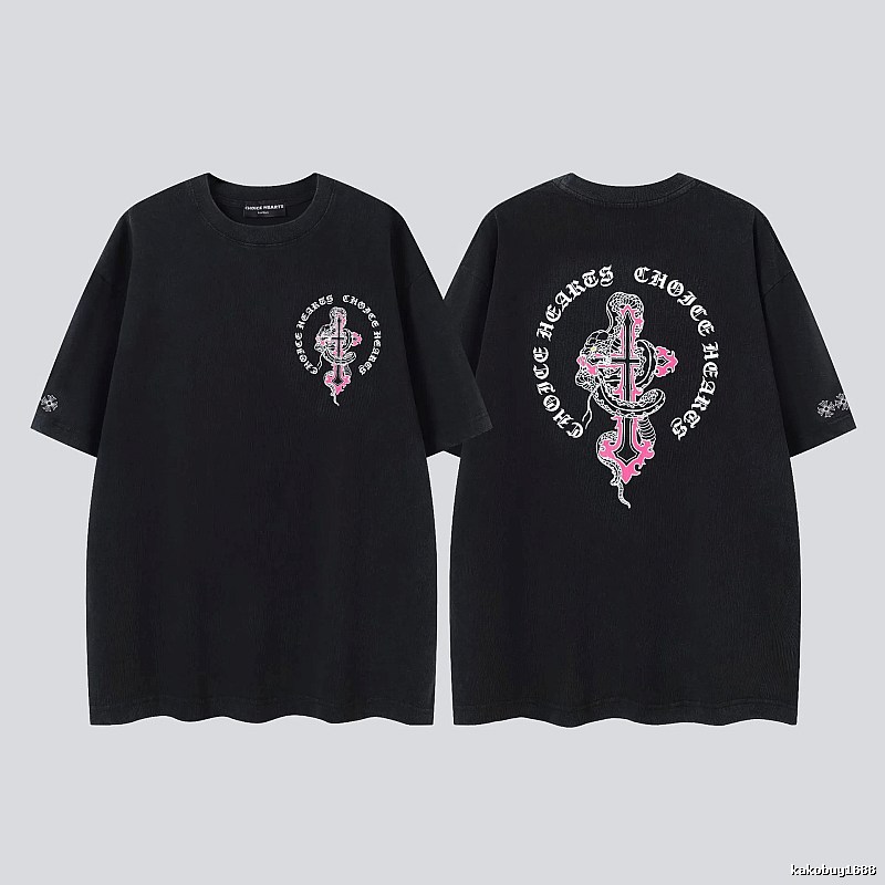 Chrome Hearts Gothic Style Snake & Cross Black Short-Sleeve T-Shirt