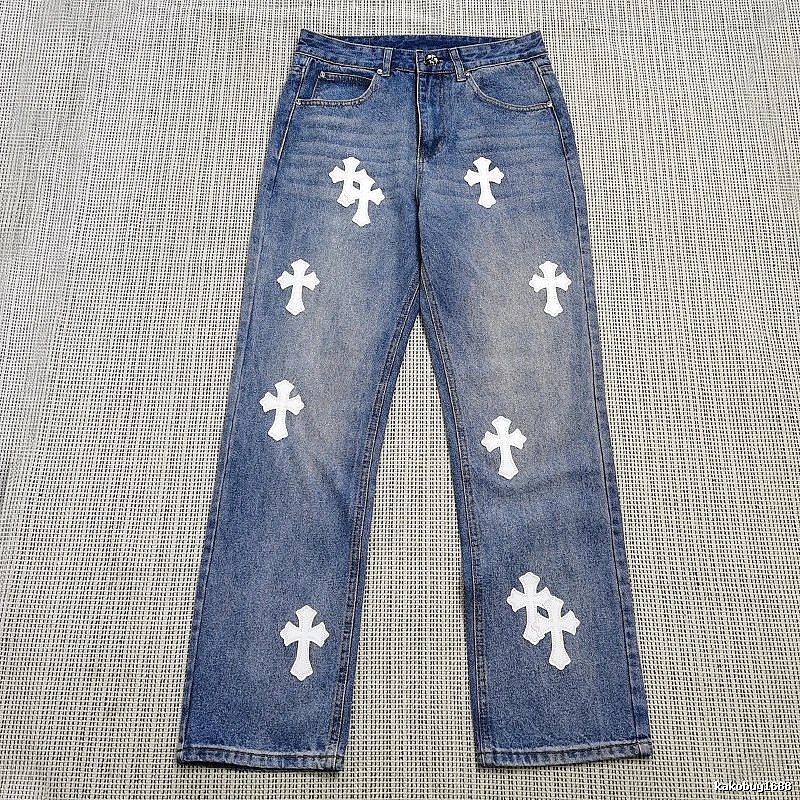 Chrome Hearts Lightweight Cross patch jeans White Jeans Black for Trend Styling