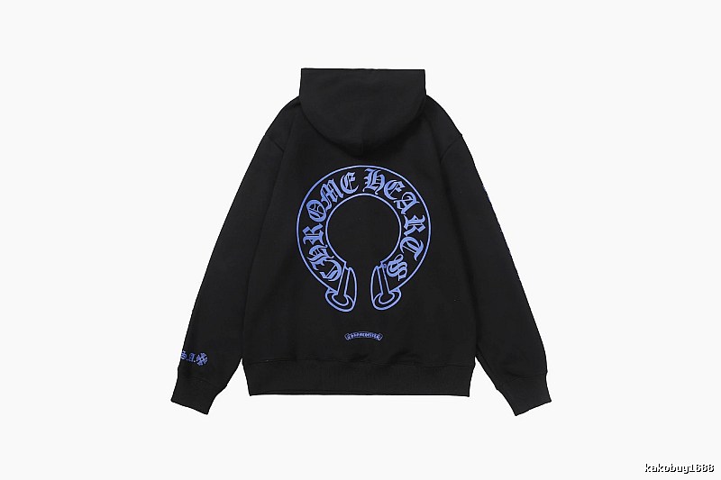 Chrome Hearts Logo Detail Cross graphic hoodie Black Blue Cross with Functional Detail