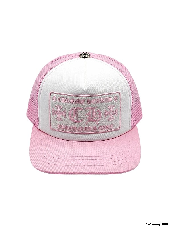 Chrome Hearts Pink and White Patchwork Trendy Hat