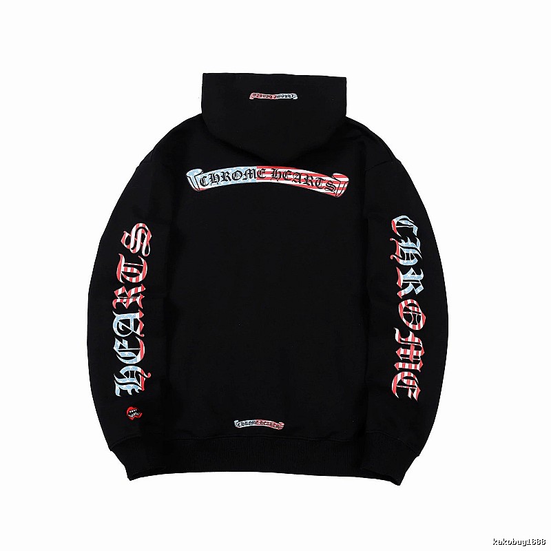 Chrome Hearts Relaxed Cross graphic hoodie Black Blue Cross with Designer-Inspired Detail