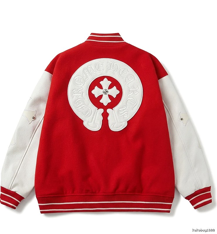 Chrome Hearts Retro Red and White Baseball Jacket