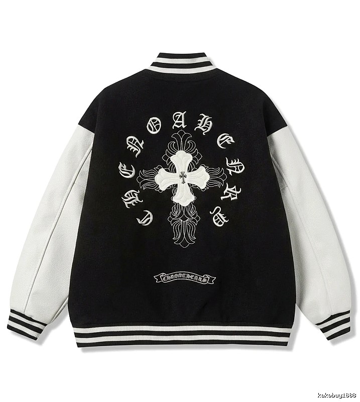 Chrome Hearts retro-style black and white baseball jacket