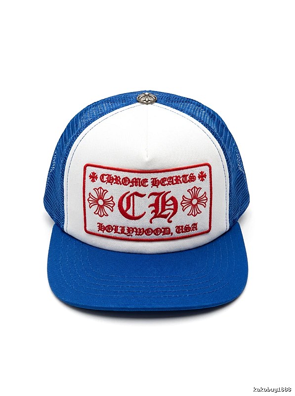 Chrome Hearts Retro Style Blue and White Hat