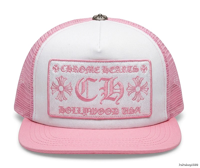 Chrome Hearts Retro Style Pink and White Hat