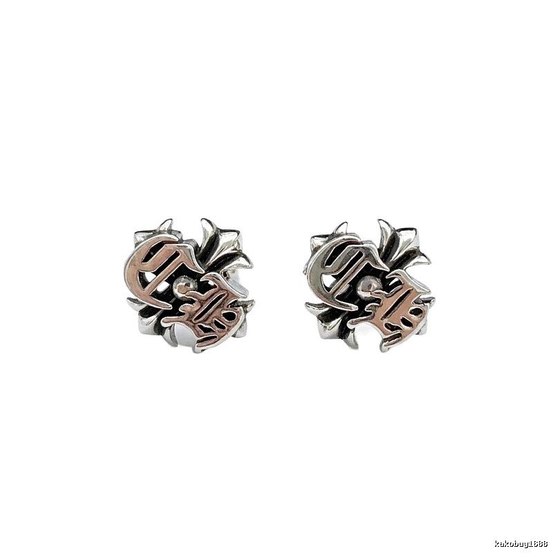 Chrome Hearts Silver-Copper Two-Tone Trendy Brand Stud Earrings