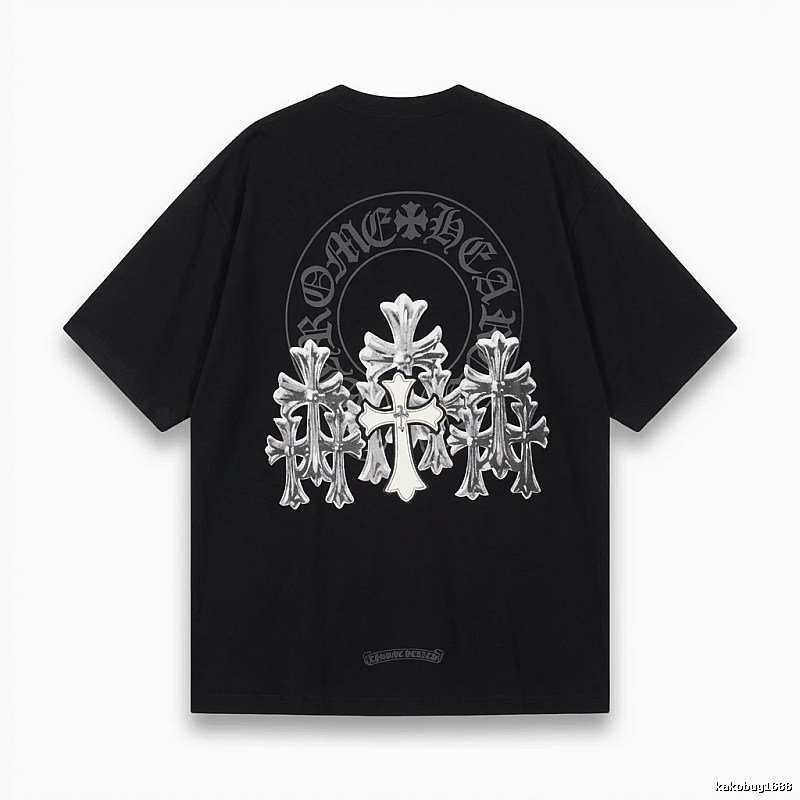 Chrome Hearts Silver Cross Black T - Shirt