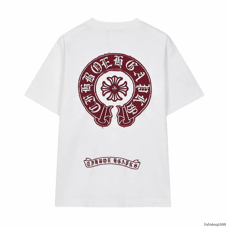 Chrome Hearts Vintage Style White T-shirt with Horseshoe Embroidery