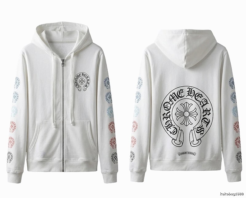 Chrome Hearts White Hoodie with Horseshoe Print Style
