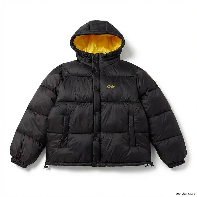 Corteiz black and yellow color - blocking down jacket