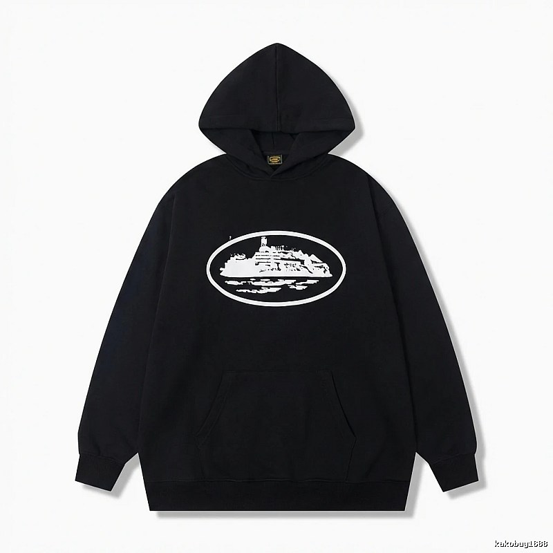 Corteiz black minimalist style hoodie
