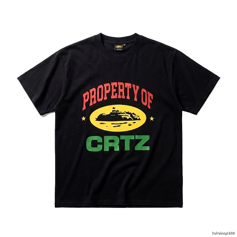 Corteiz Black "PROPERTY OF" Streetwear Short-sleeve Shirt