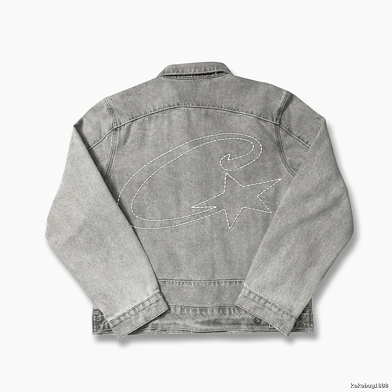 Corteiz denim retro-style grey coat