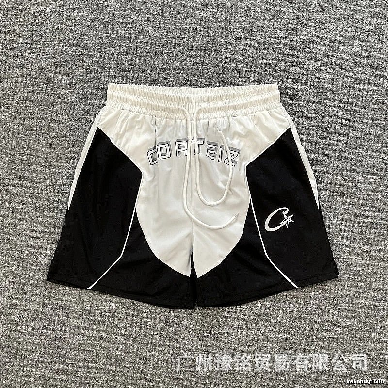 Corteiz Letter Print Street Style Black and White Sports Shorts