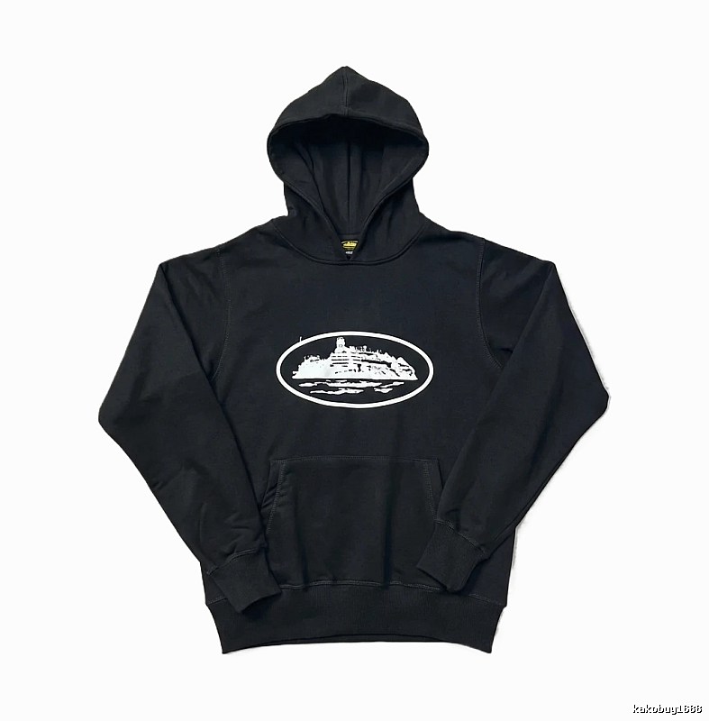 Corteiz nautical style black hoodie