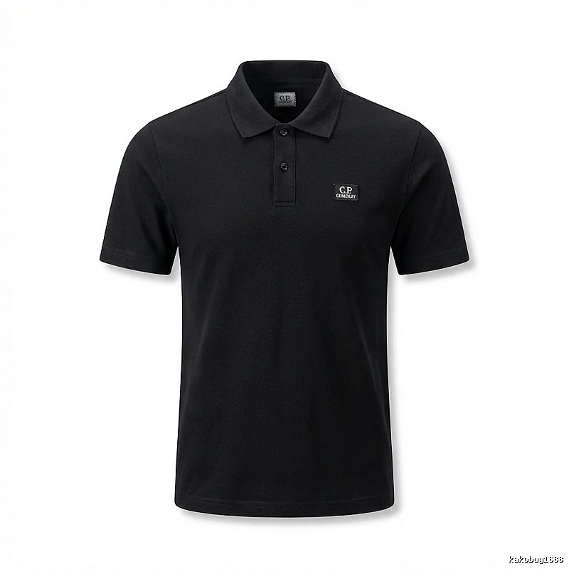 C.P. Simple Style Black Polo Shirt