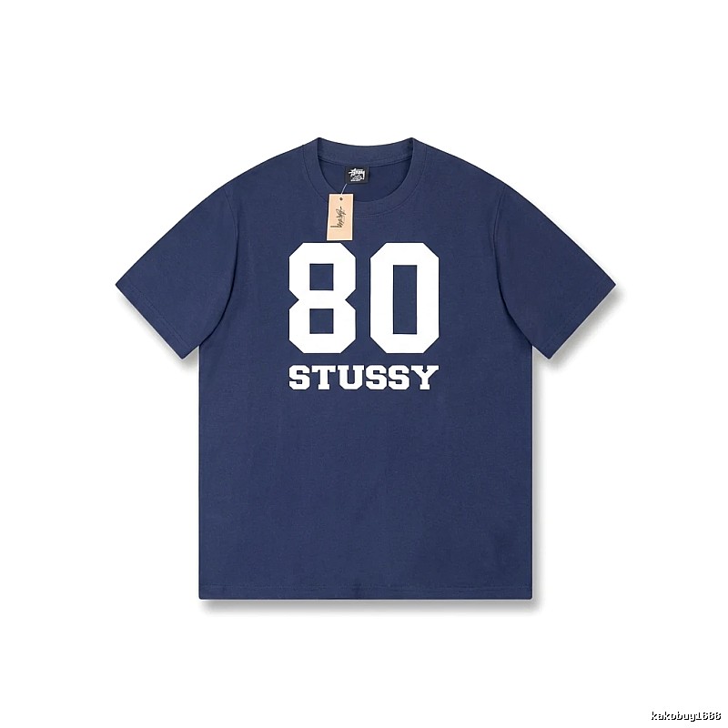 Deep blue T-shirt with Stussy digital printing
