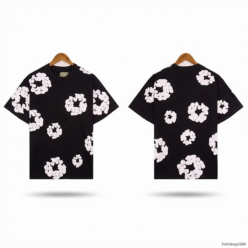 DENIM TEARS Black and White Retro Short-sleeve Shirt