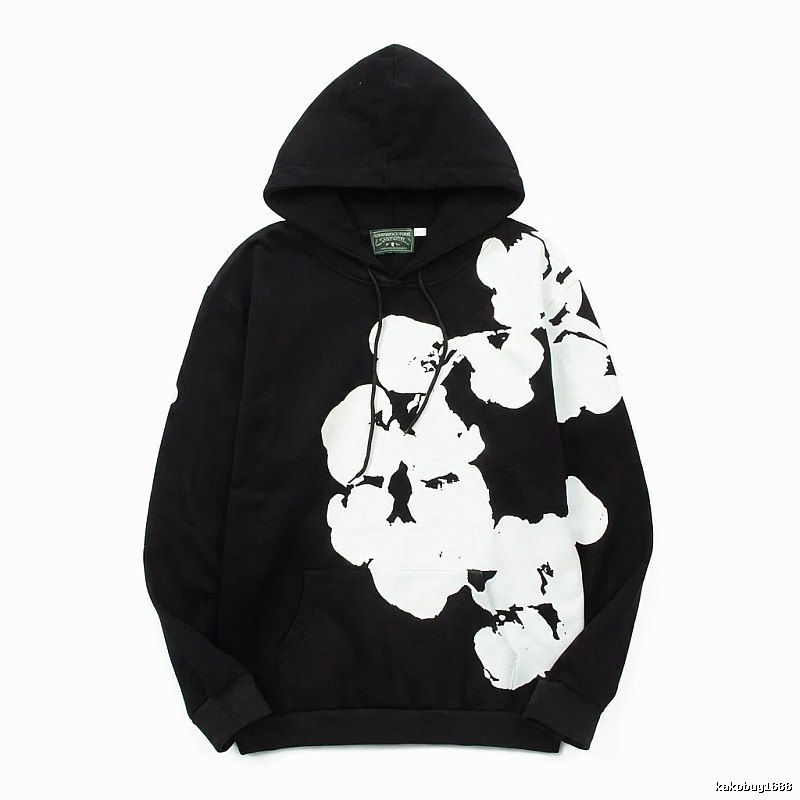 DENIM TEARS Floral Style Black Hoodie