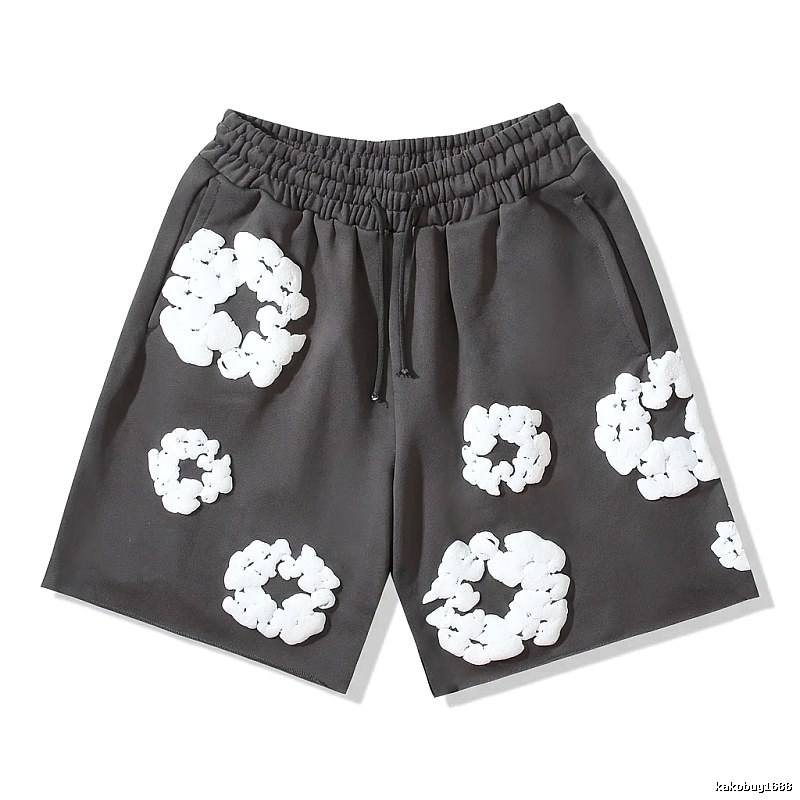 DENIM TEARS Flower Style Black Shorts