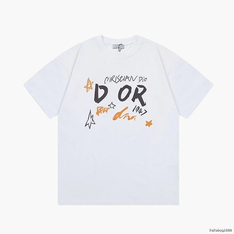 Dior 1947 Trendy Graffiti Style White T-Shirt