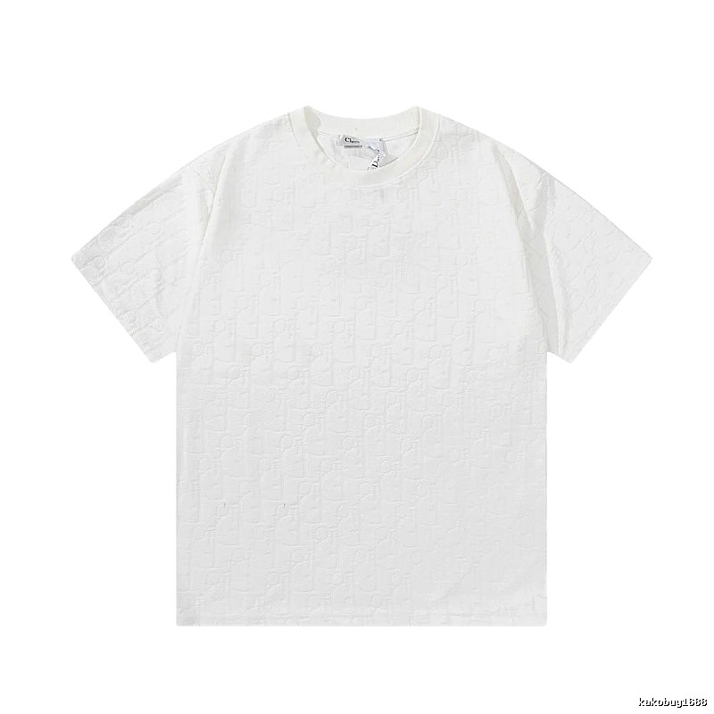 Dior All-over Monogram Print Light Luxury Style White T-Shirt