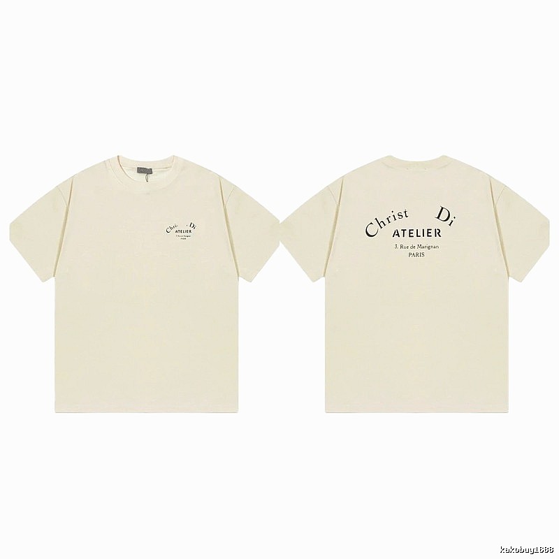 Dior Atelier Minimalist Style Beige Short-sleeve T-shirt