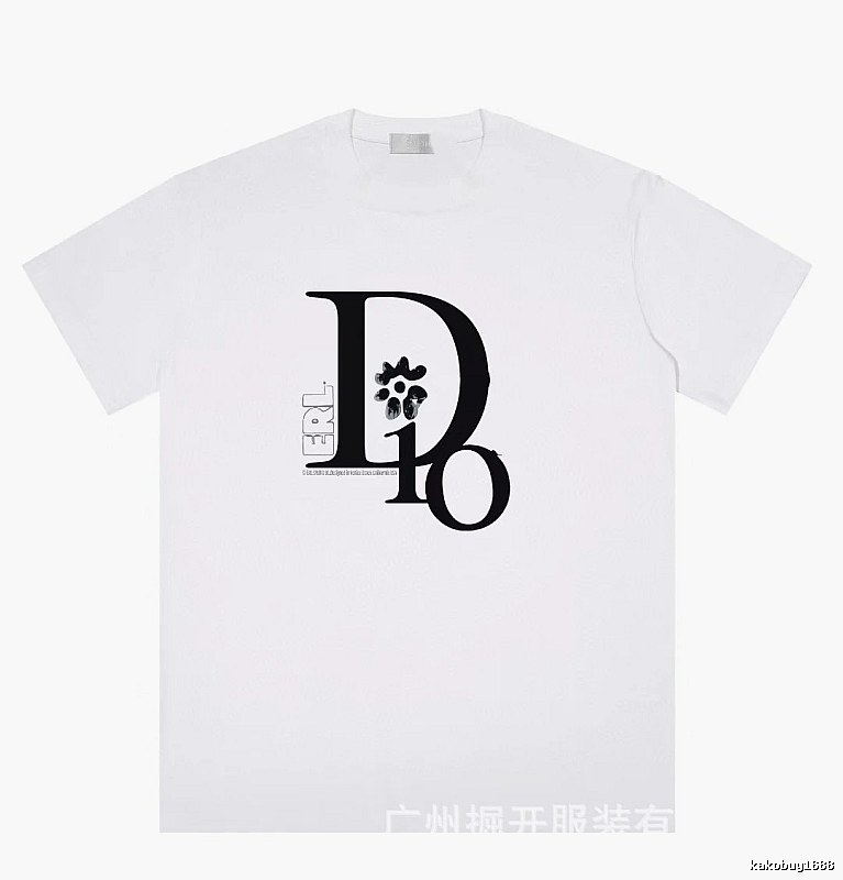 Dior Co-branded Trendy Style Printed White T-Shirt