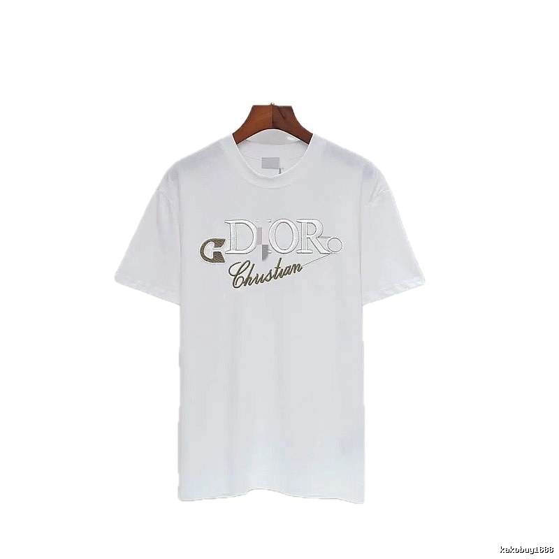 Dior Embroidered Light Luxury Style White Short-sleeve T-shirt