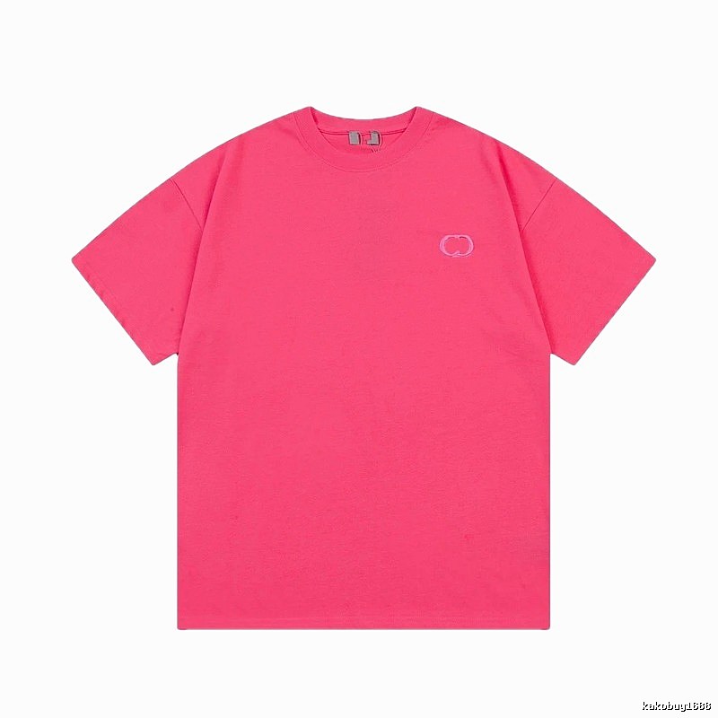 Dior Embroidery Collection Minimalist Style Dragon Fruit Pink Short-sleeve T-shirt