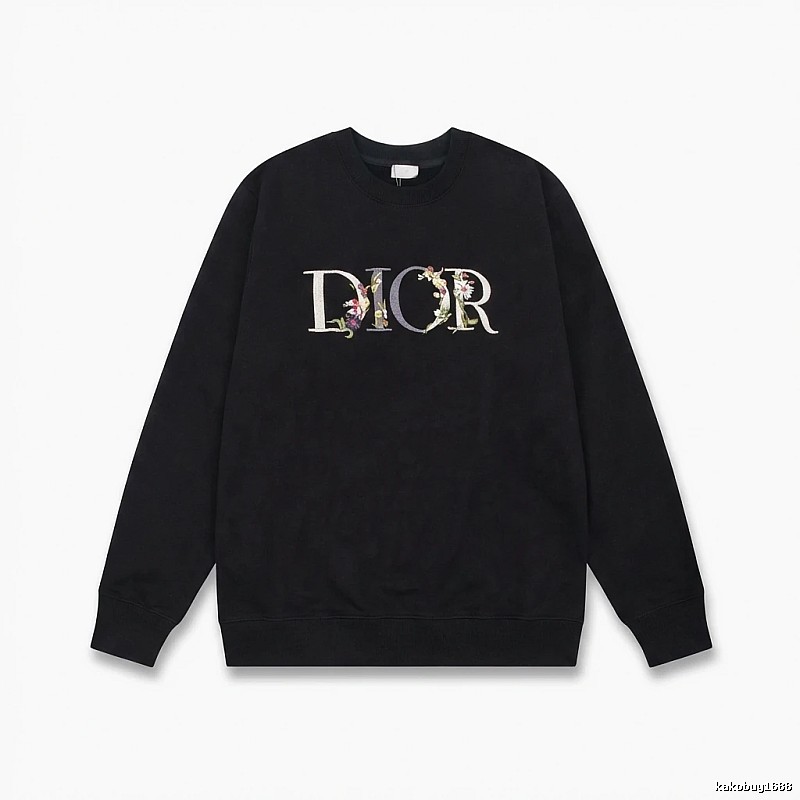Dior Floral Alphabet Style Black Sweatshirt