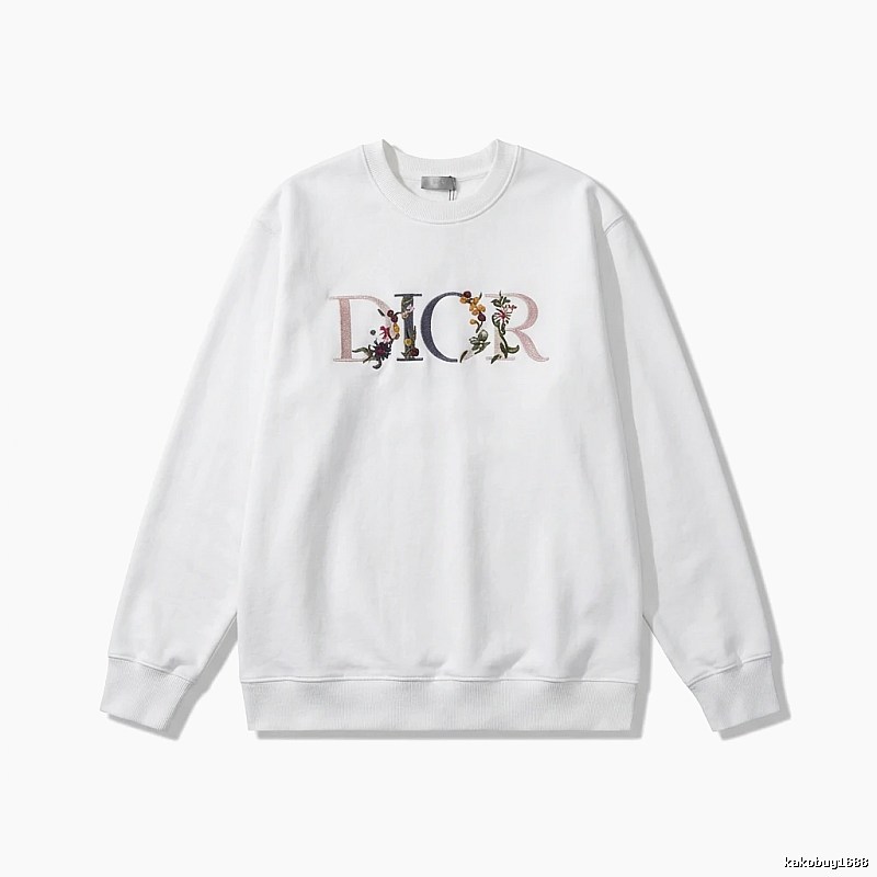 Dior floral embroidery style white sweatshirt