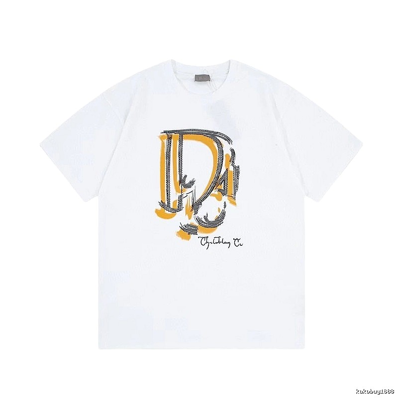 Dior Graffiti Print Casual Style White Short-sleeve T-shirt